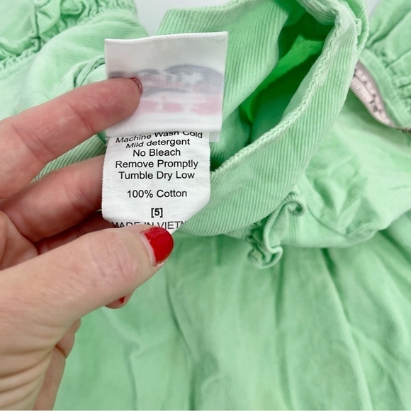 Girls Natalie Grant Dress Mint Green Thin Corduroy Monogrammed “C” Dress size 5 - Picture 6 of 8